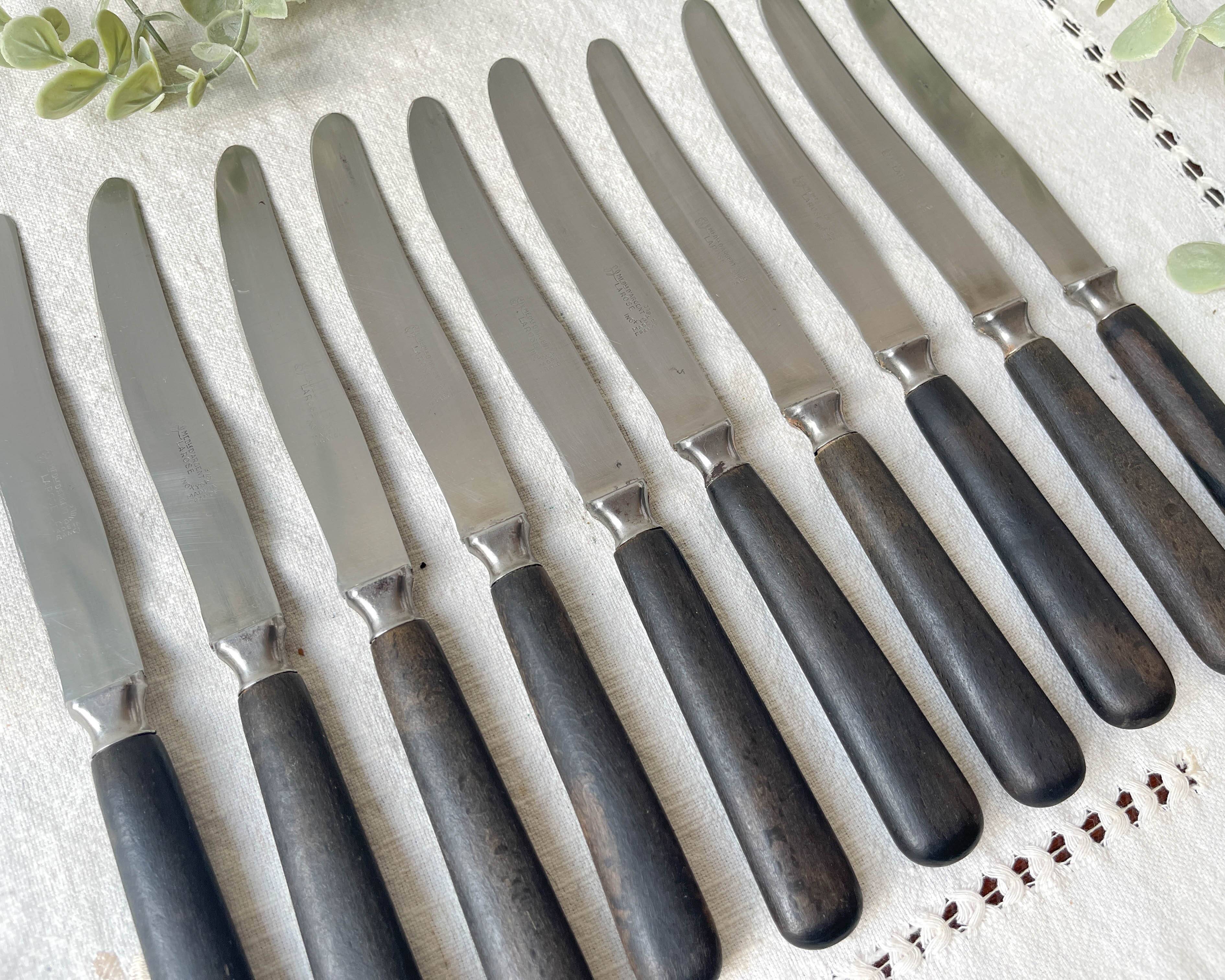 10 Vintage knives in wood and steel LA ROSE, silver medal, France