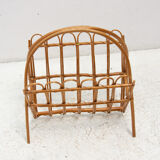 Mid century rattan magazine rack by Jan Kalous for ÚLUV, 1960´s, Czechoslovakia