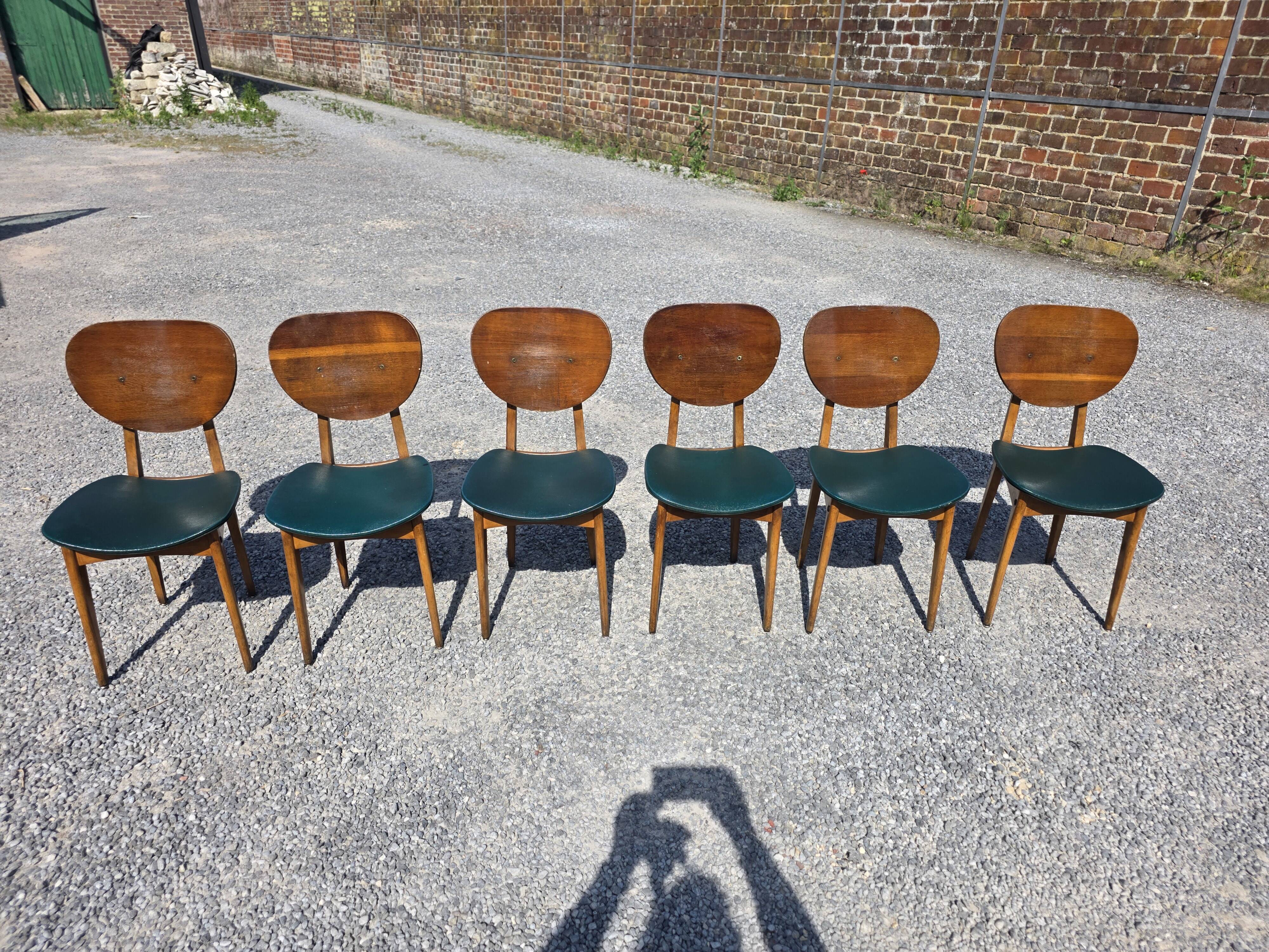 6 chaises scandinaves en chêne des années 60
