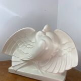 Cracked ceramic doves, signed Lejan