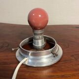 Small opaline globe table lamp with aluminum base