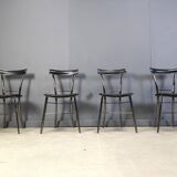 Vintage black leather dining chairs by Arrben Italy, 1980s - set of 4