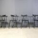4 chaises de salle à manger en cuir noir par Arrben Italie, années 1980