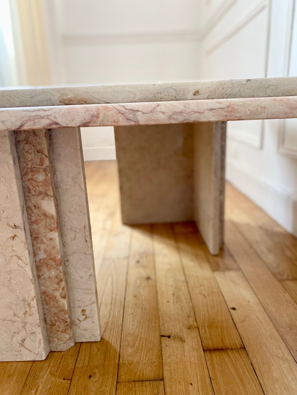 Square coffee table in vintage marble