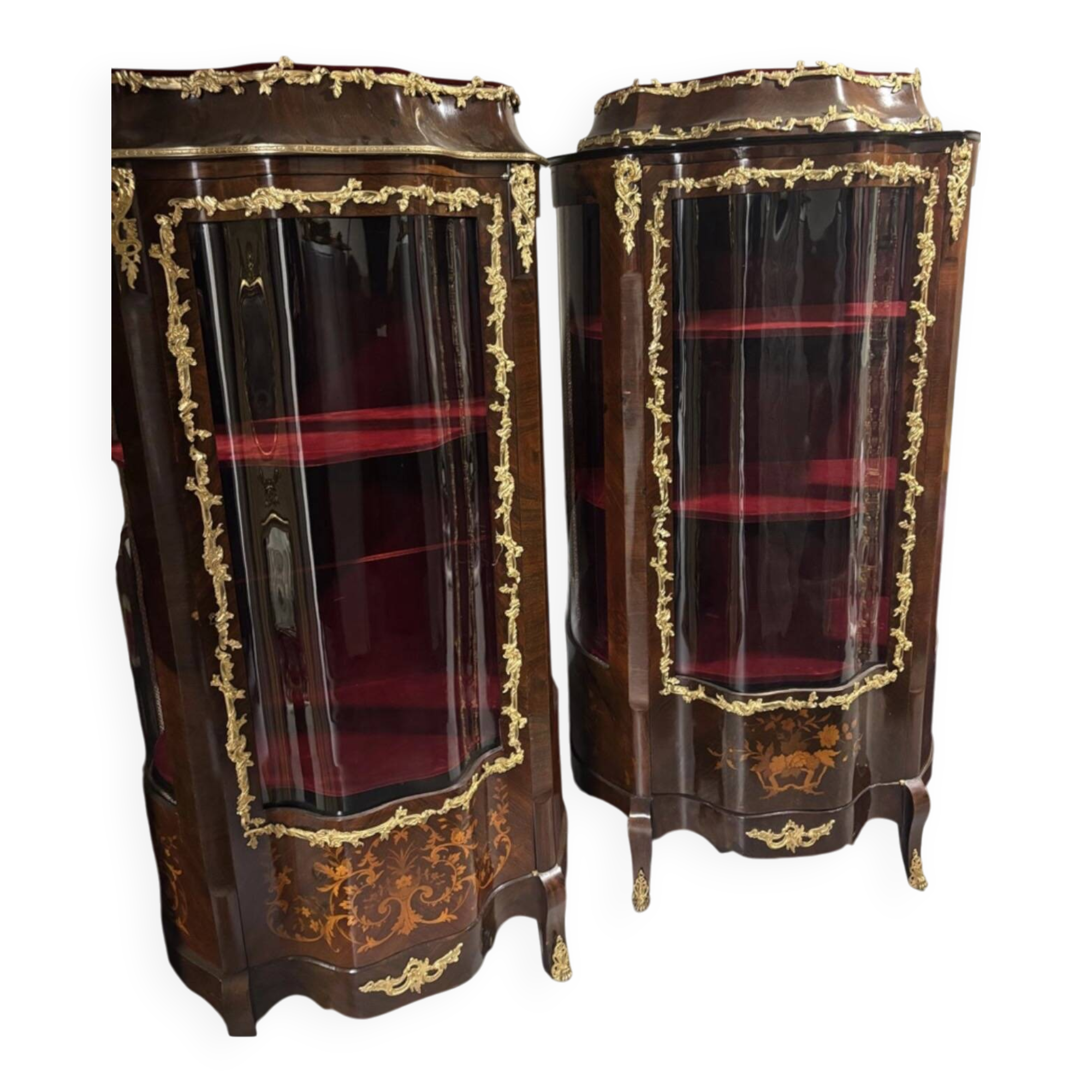 "XIXe Siècle, Napoléon III, Paire De Vitrines Aux Bronzes" Elégante paire d
