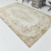 291x172 Vintage Turkish Rug, Pastel Pink Green Brown Rug, Turkish Carpet