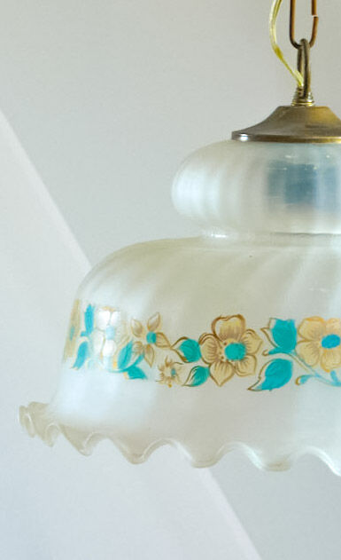 Opaque glass chandelier tulip shape