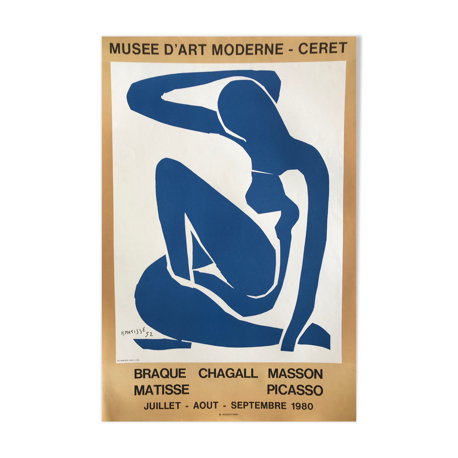 Lithographic poster after Graceful Blue Nude of 52 by MATISSE, Musée de Céret, 1980 (Mourlot)