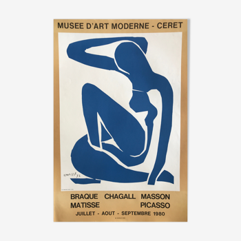 Affiche lithographique d'après Nu bleu gracieux de 52 par MATISSE, Musée de Céret, 1980 (Mourlot)