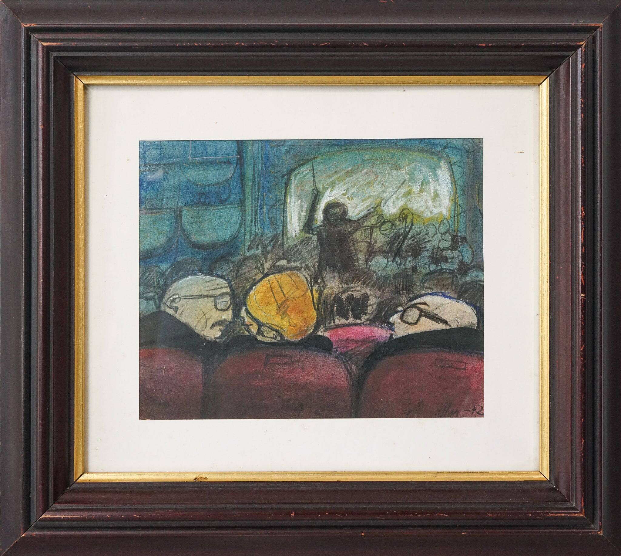Cartoon theatre scene - Pastel on paper