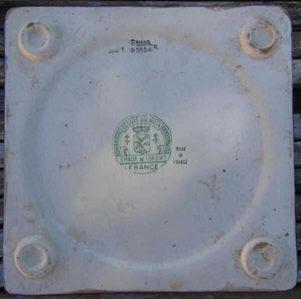 Dessous de plat emaux cloisonné De Longwy décor rare de longwy