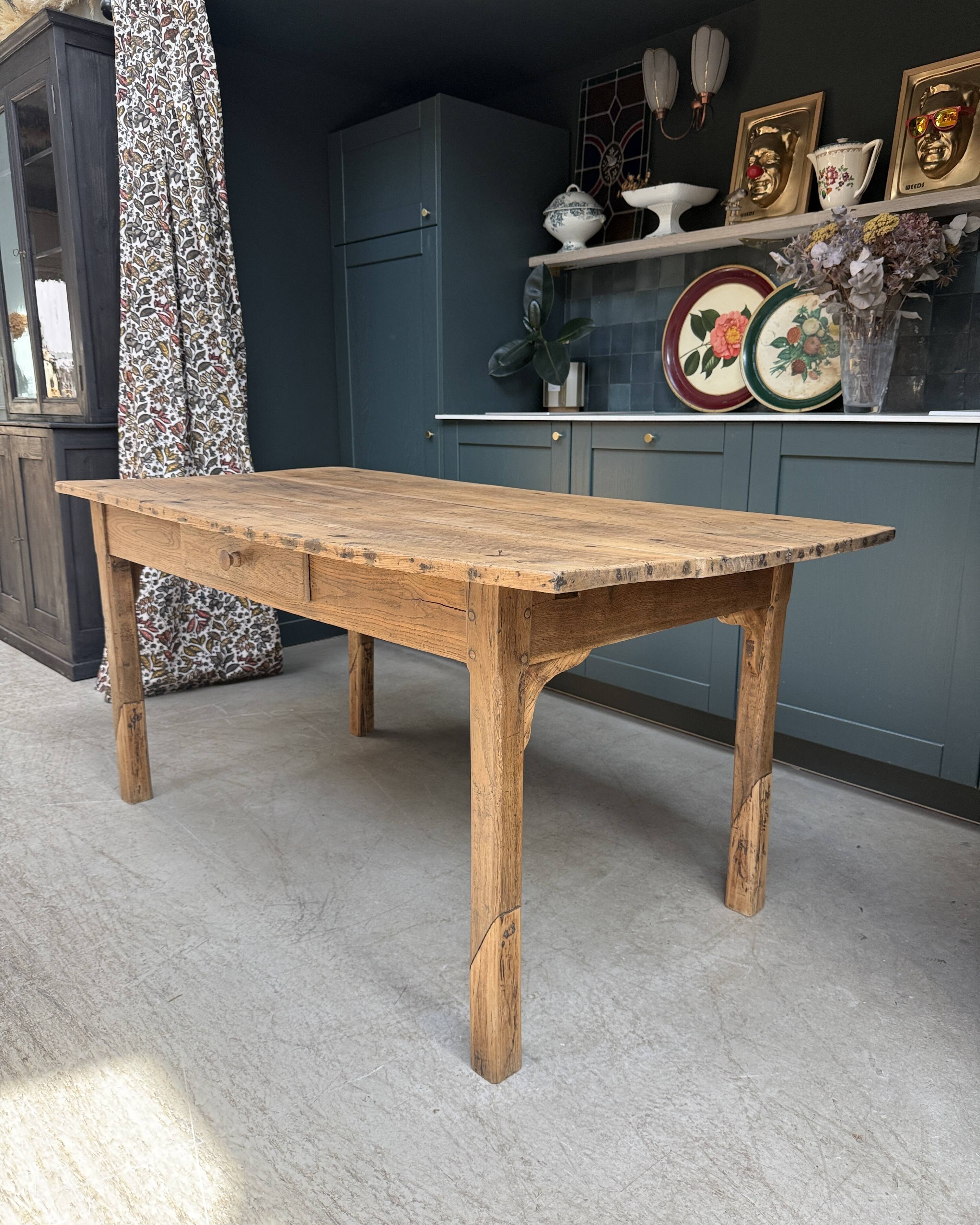 Table de ferme ancienne en chêne (rénovée)