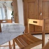 6 solid beech chairs by André Sornay