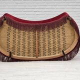 1970s, Danish 2-seater "Banana" sofa, original cherry-red velour.