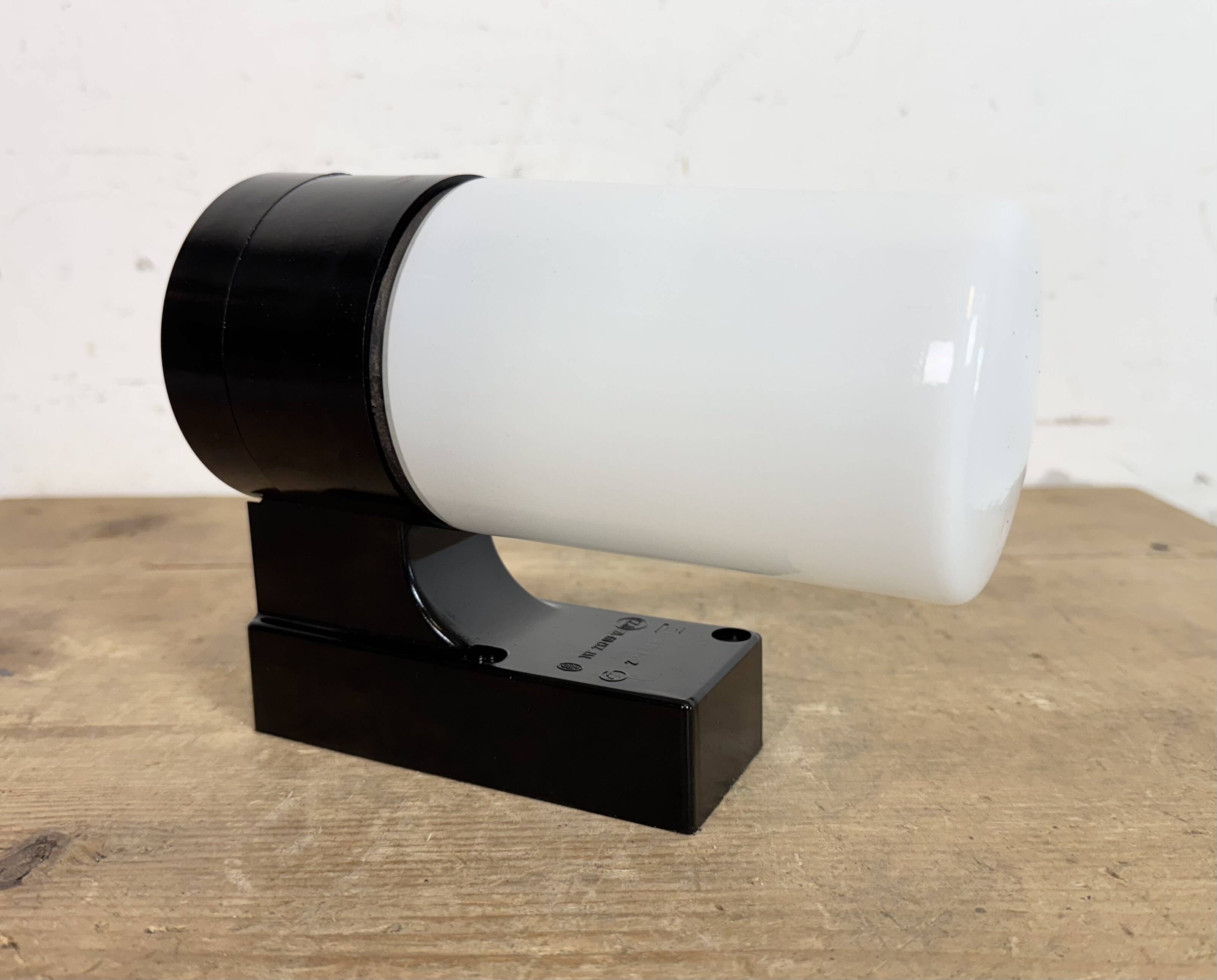 Industrial Brown Bakelite Wall Light with Milk Glass, 1960s