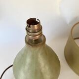 Glazed stoneware lamp base, fabric cable