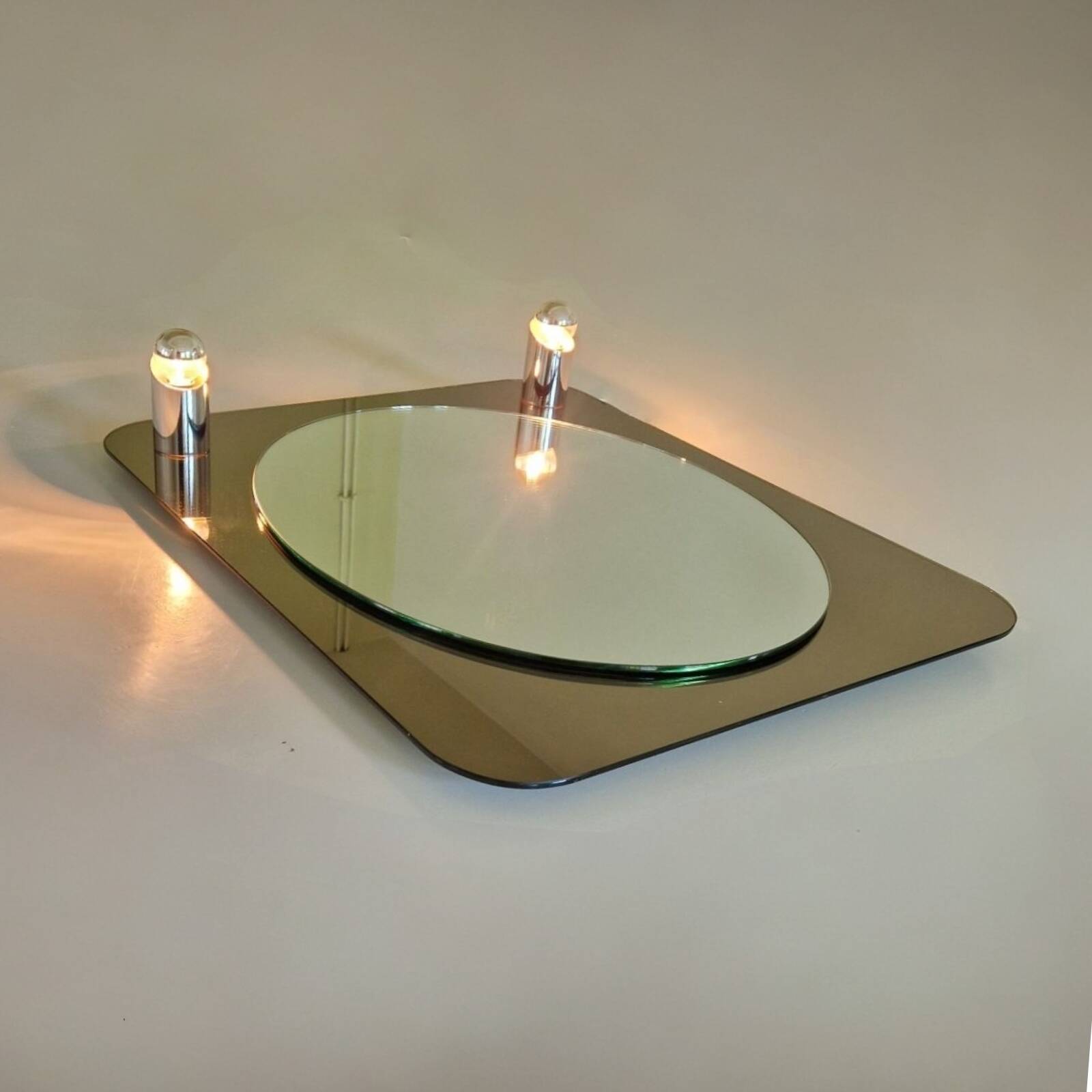 Design wall mirror with lamps, Italy 1970s