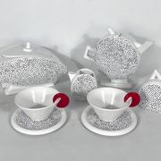 Ceramic Tea Set by Mas for Memphis Milano, 1980s, Set of 7