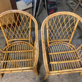 Pair of rattan armchairs