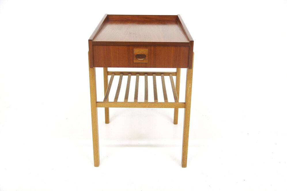 Table de chevet scandinave en teck et en chêne, Suède, 1960