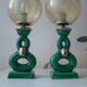 Pair of vintage lamps in bordeaux art ceramic