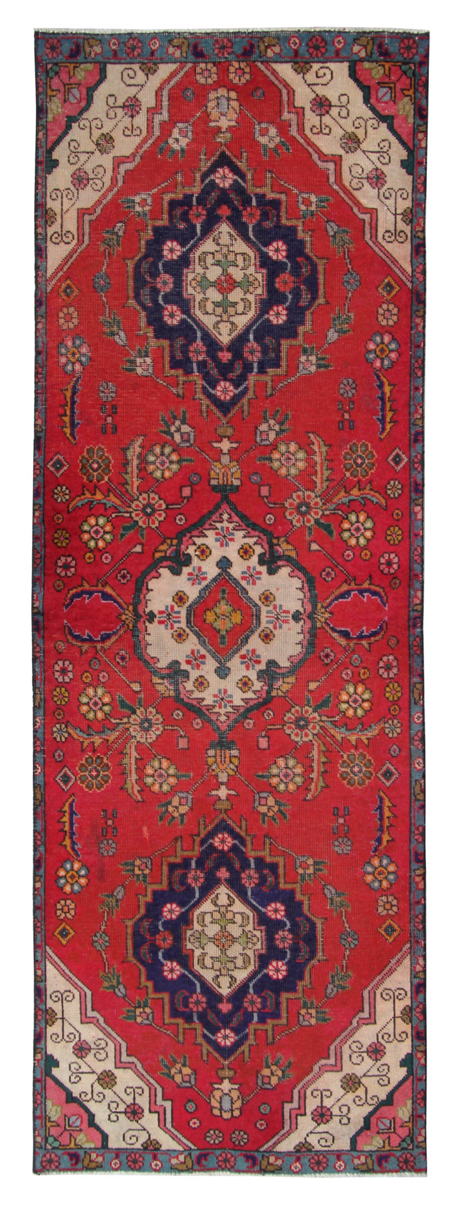 Traditional vintage red runner rug handwoven long oriental wool carpet runner -85x240cm