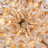 Delicate chandelier in gilded brass and crystal glass in the shape of flowers by Palwa, Germany, 1970s.