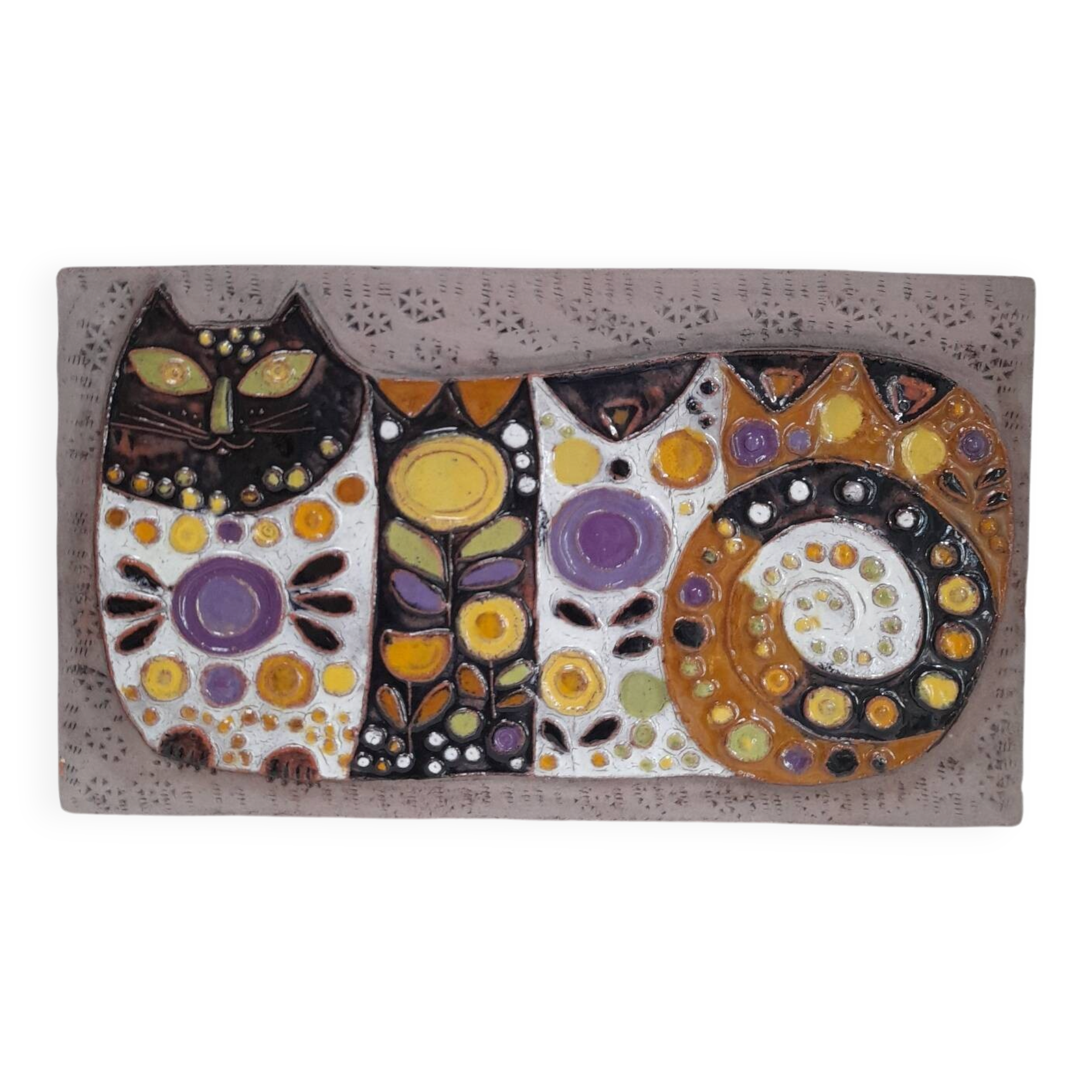 Large wall ceramic Cat by Renate Rhein