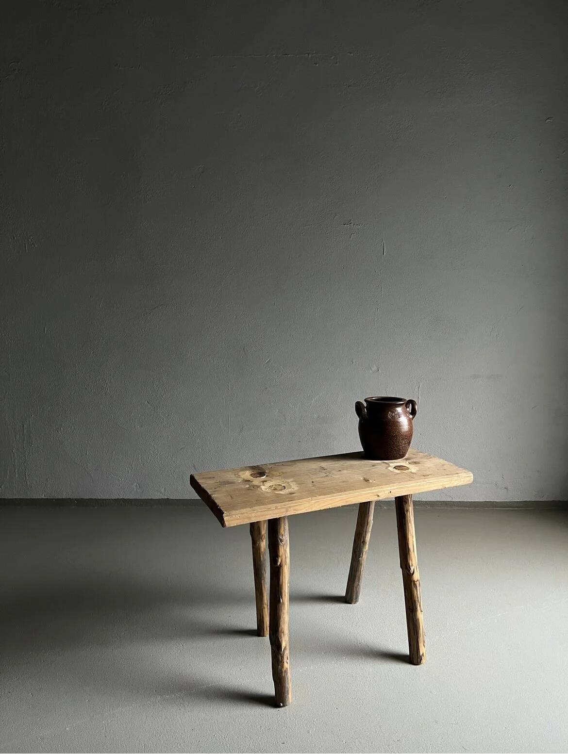 Rustic carved wood bench | Belgium | 1900s