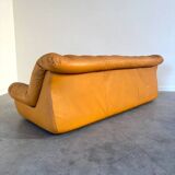 Grand canapé lounge vintage rembourré avec dossier, années 1970