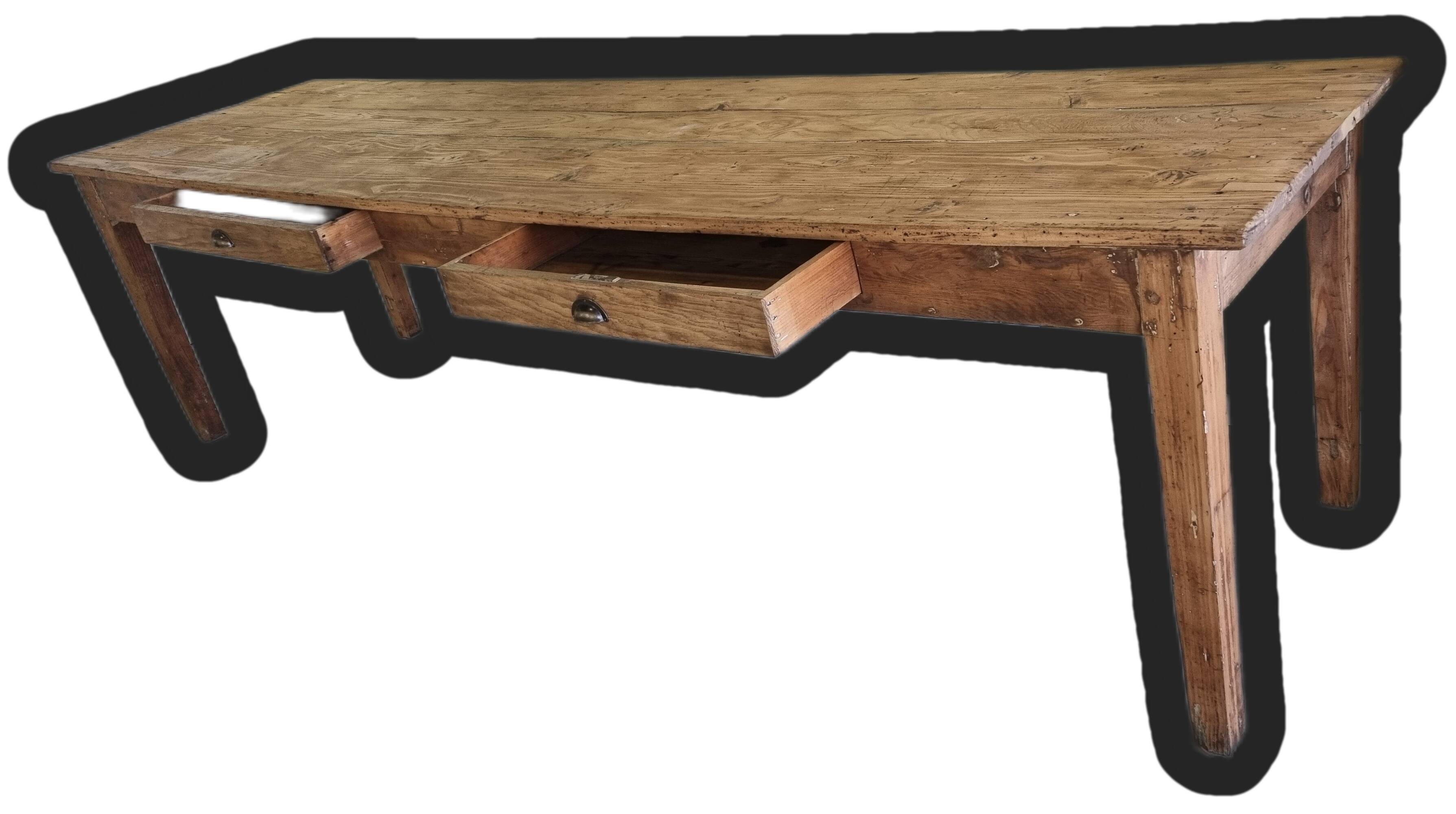 19th-century farmhouse table in pine