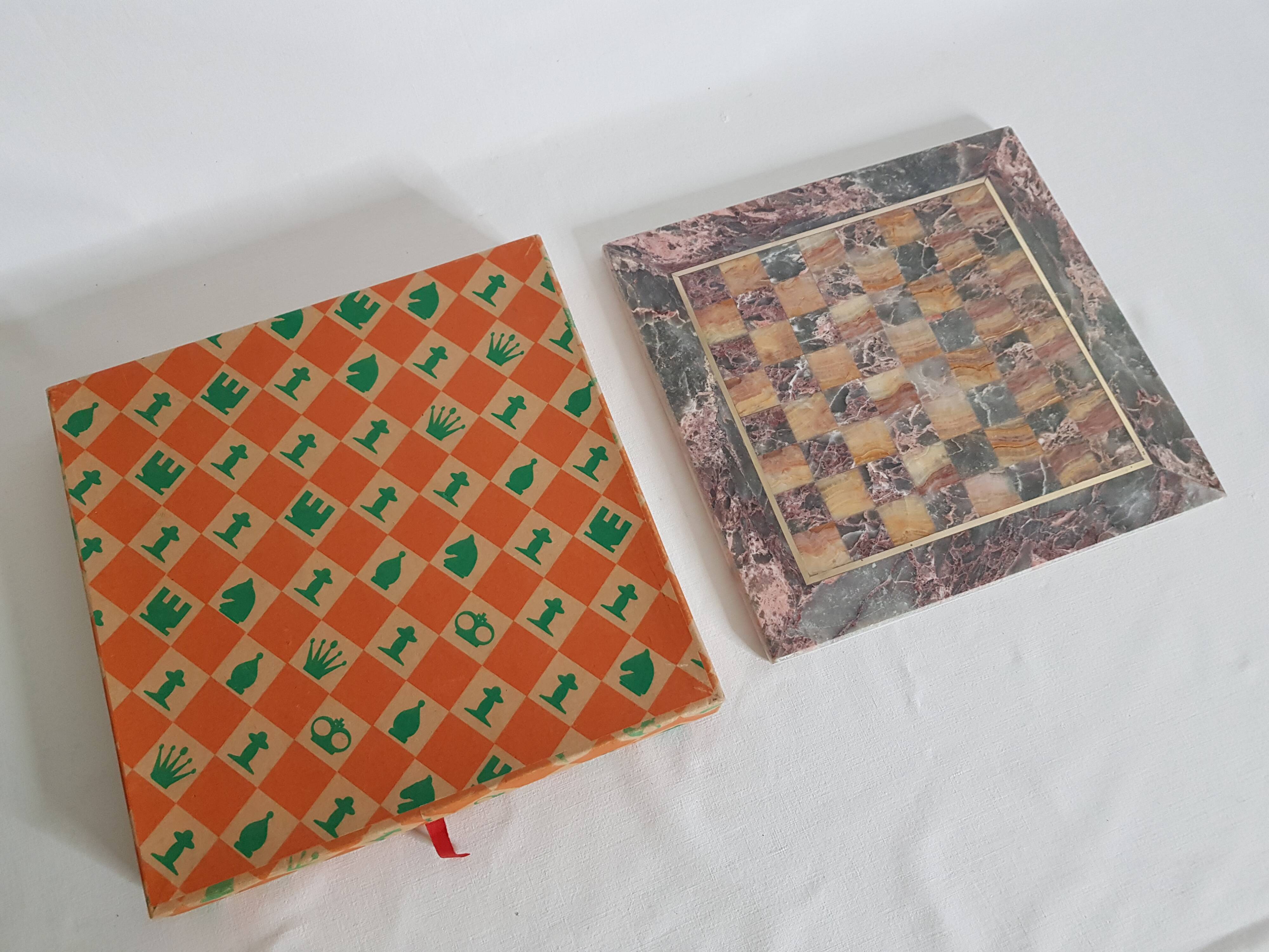 Chess game with vintage onyx board