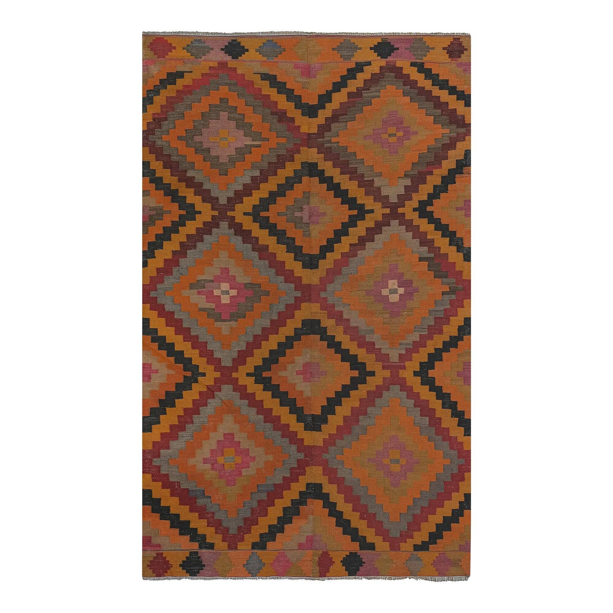 Vintage Turkish kilim, handwoven, 195x321 cm.