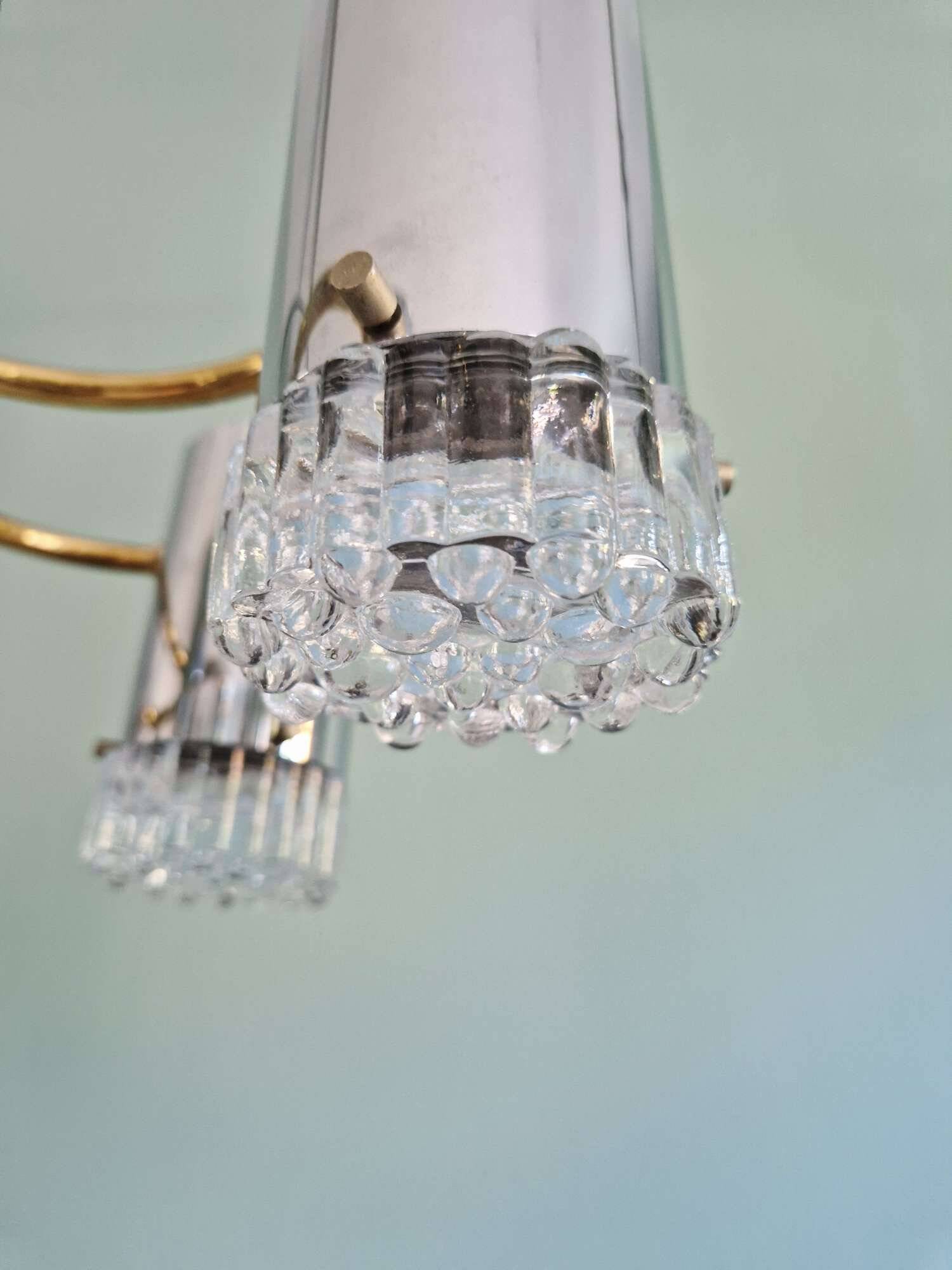 Space Age chandelier in chrome metal and brass, 1970s