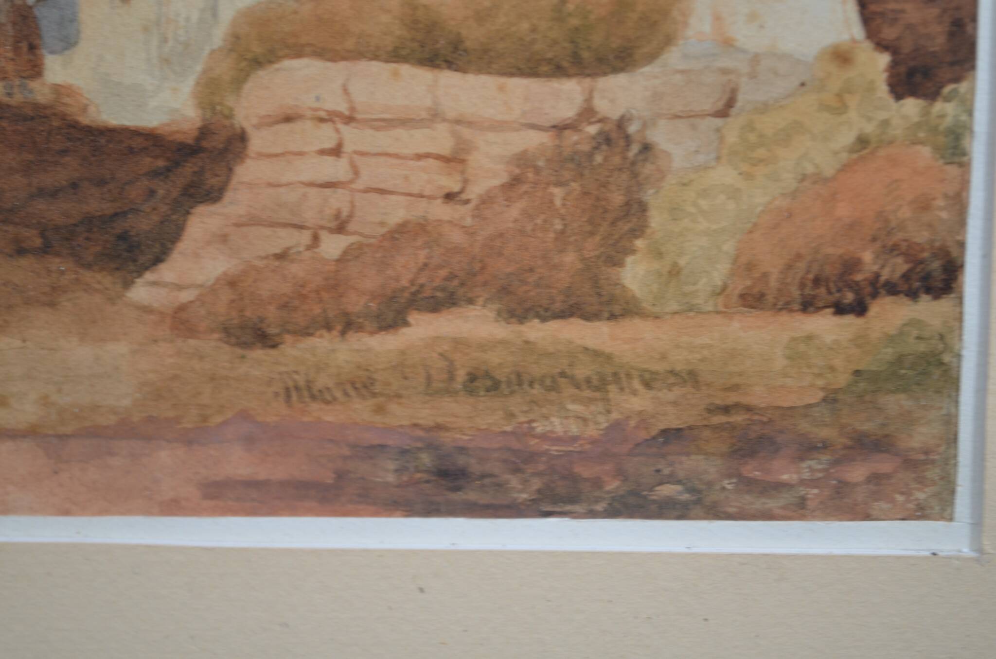 French School of the early 20th century “The Ruins” Watercolor