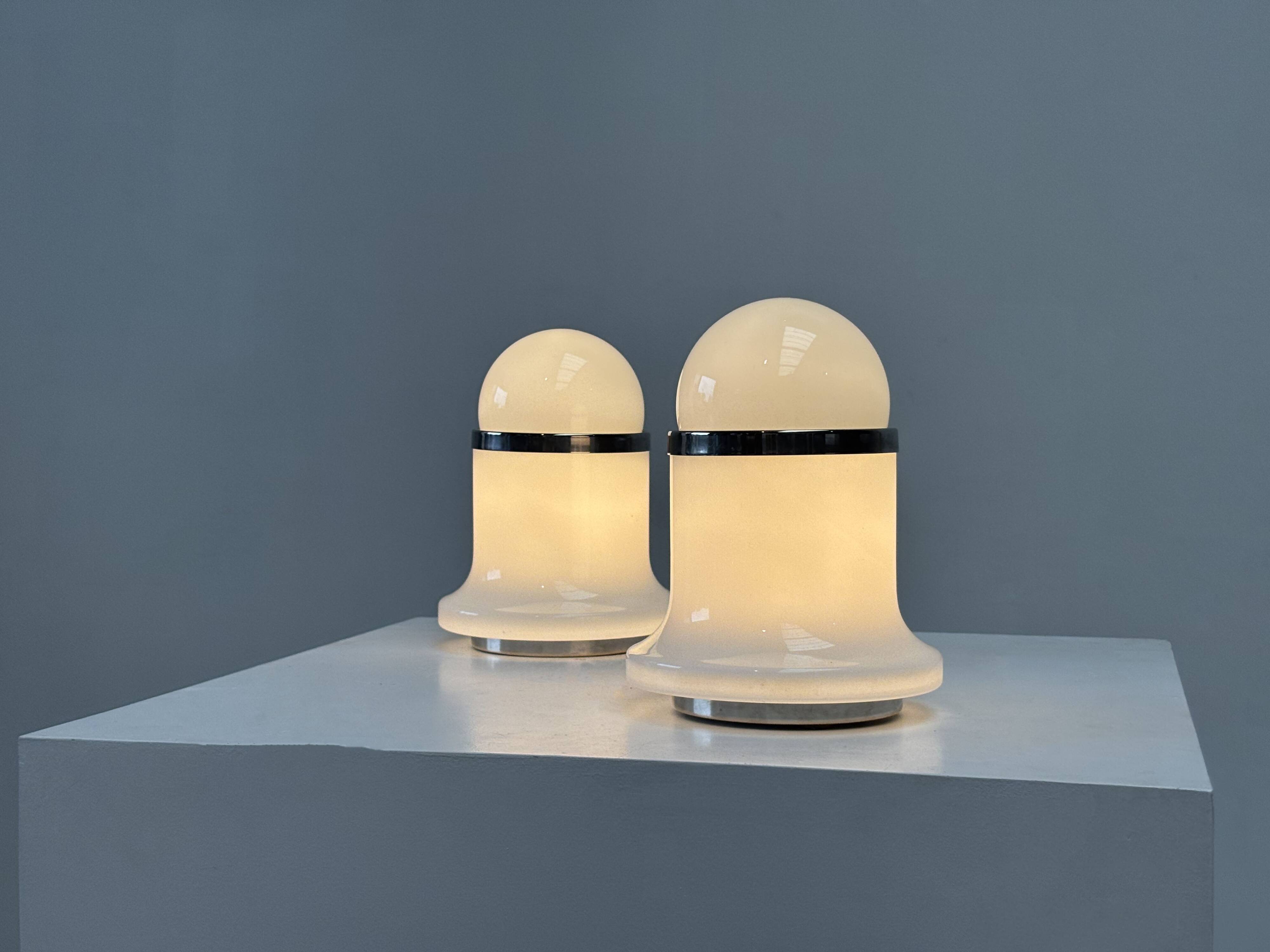 2 lampes de table en verre de Murano éditées par Reggiani