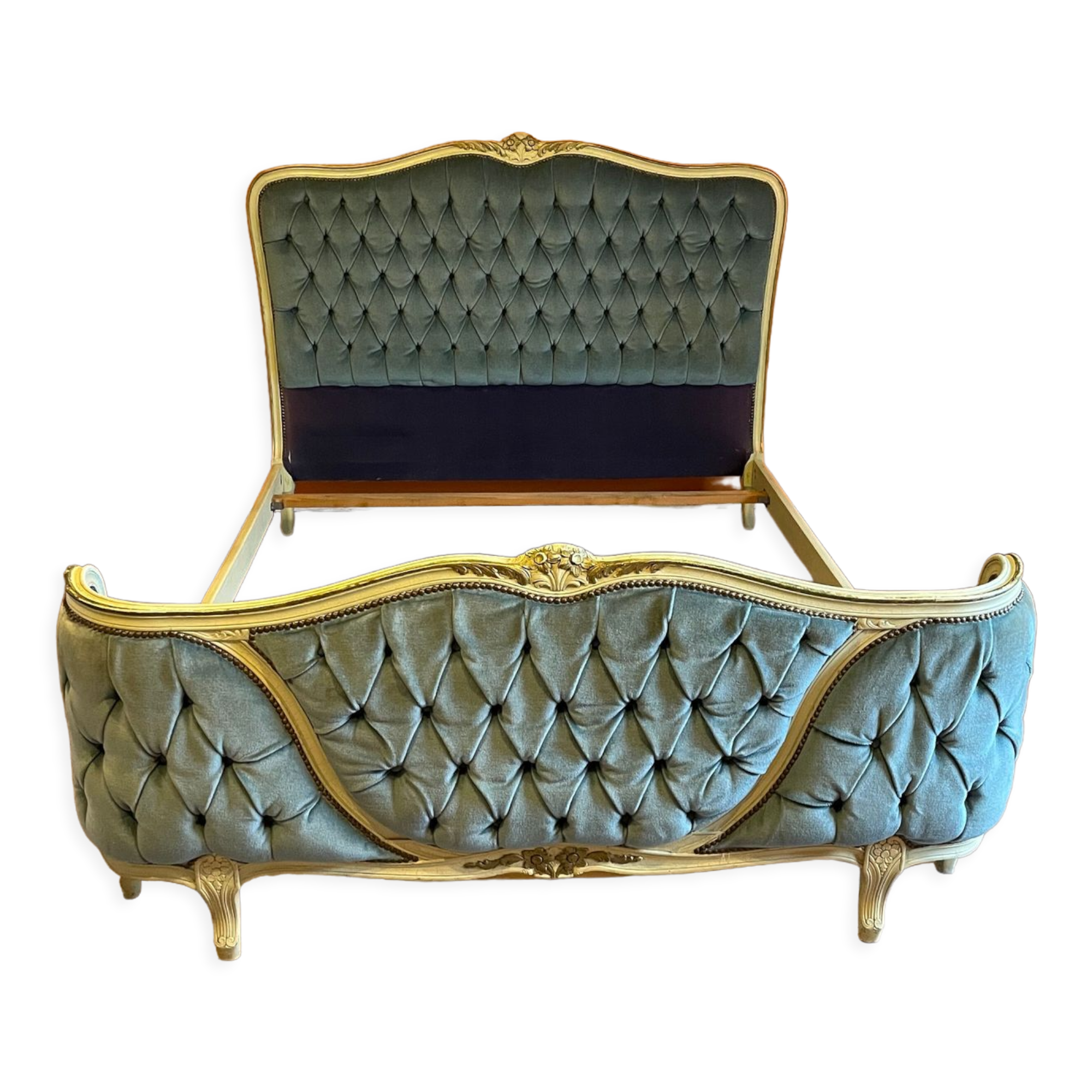 Upholstered bed Louis XVI blue style