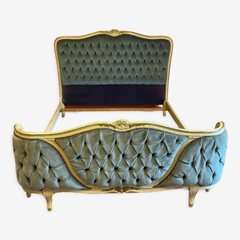 Upholstered bed Louis XVI blue style