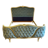 Upholstered bed Louis XVI blue style