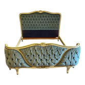 Lit capitonné style Louis XVI bleu