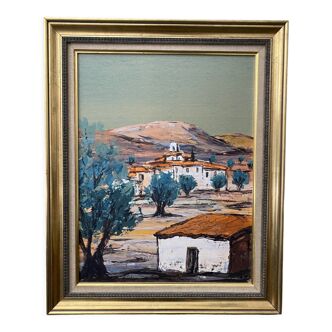 Oil on panel landscape of south italy carpenter mid-twentieth