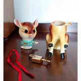 Tirelire de cerf en céramique vintage avec serrure et clé