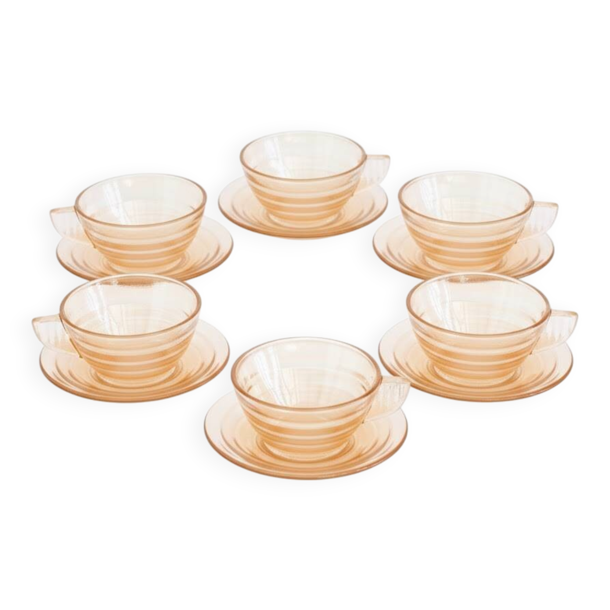 6 tasses à espresso et soucoupes « Gondolo » Design inspiré de l'Art déco