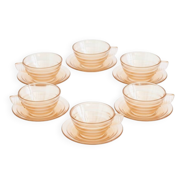6 "Gondolo" espresso cups and saucers, Art Deco inspired design