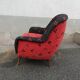 Fauteuil année 50 rouge et noir pieds compas