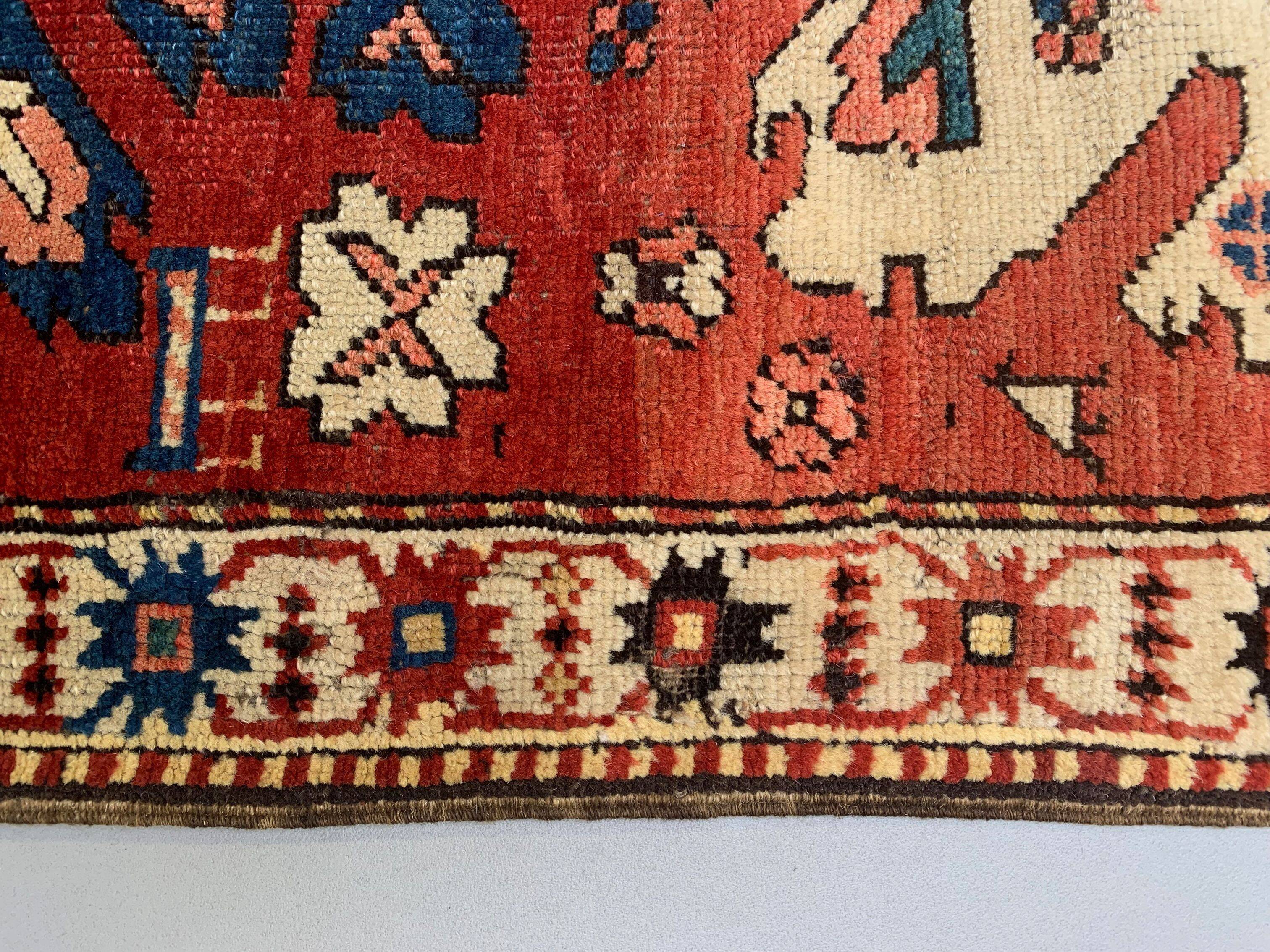 Caucasian Adler, Eagle Kazak Rug 190x113 cm vintage tribal carpet