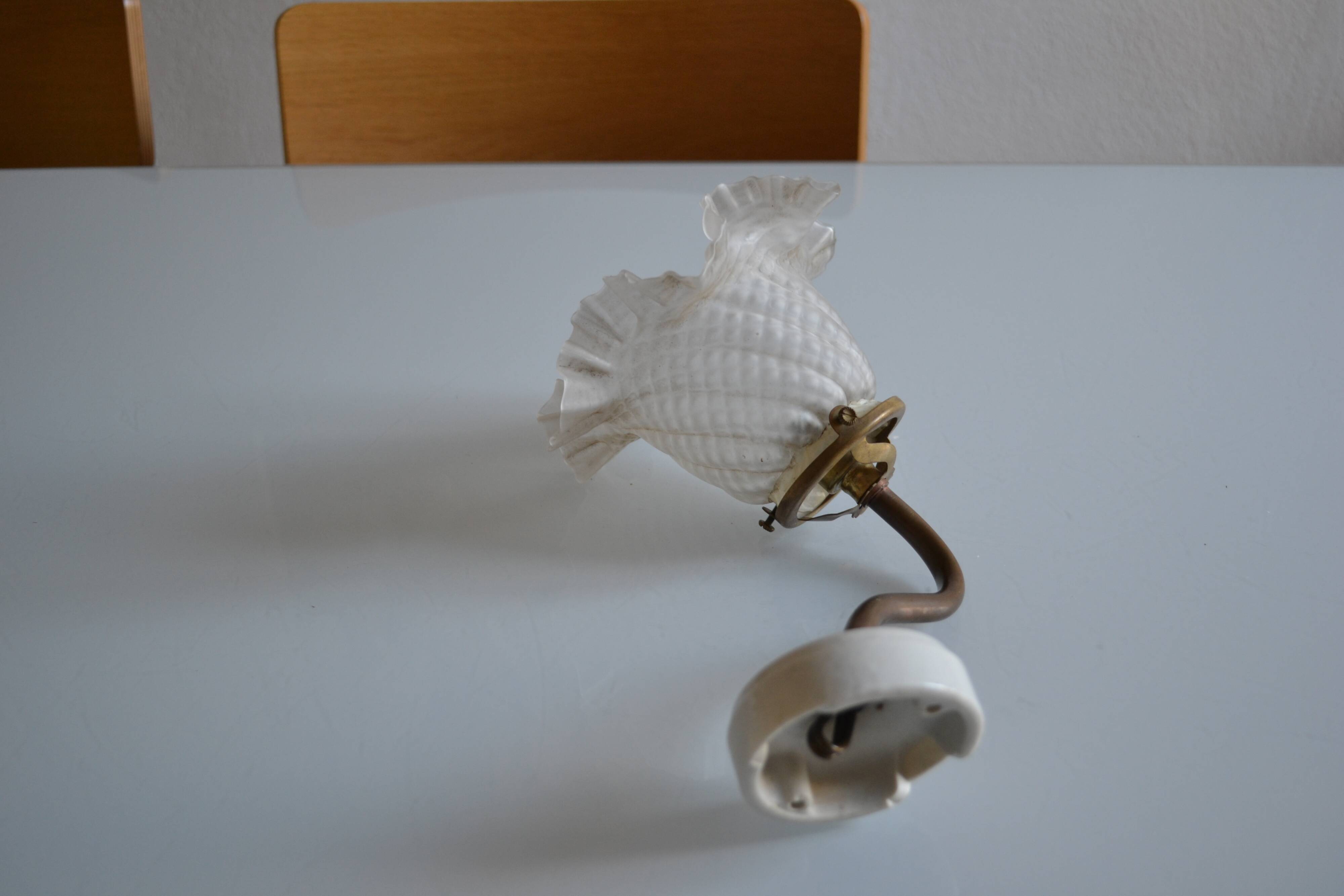 Swan neck wall lamp and its tulip, early 20th century.