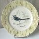 Flat plate in faience of gien the wagtail old signature