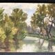 Vintage Landscape Oil Painting with Trees and Lake