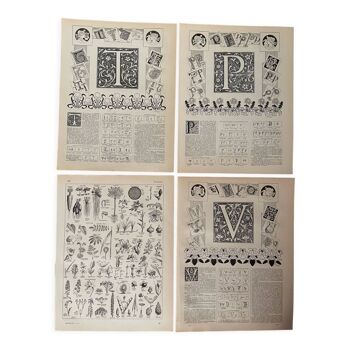 Lot de 4 lithographies XXe siècle